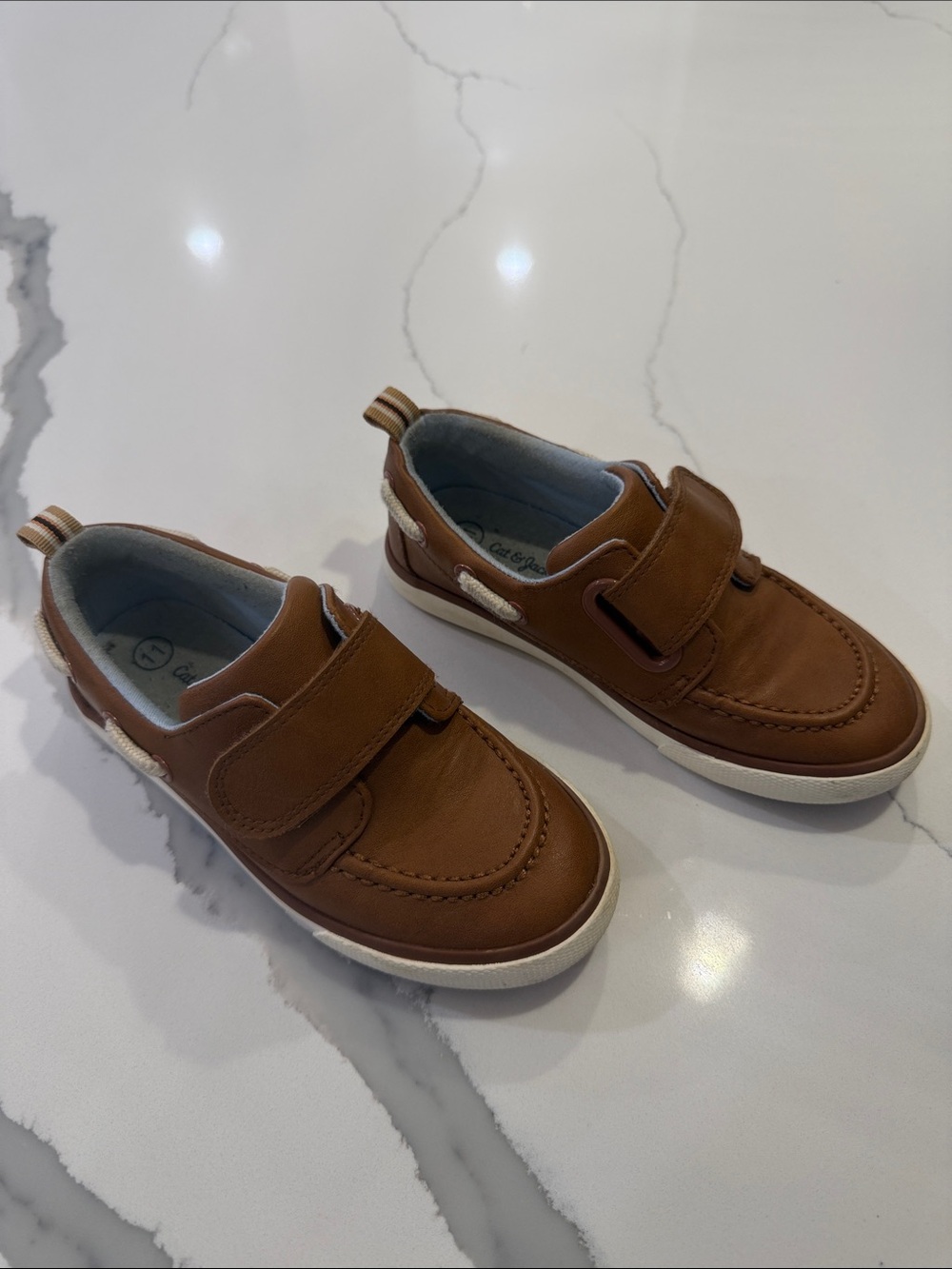 Cat and Jack Brown Boat Deck Shoes Boys Size 11